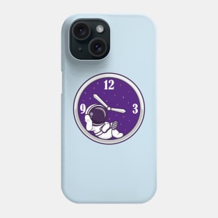 Cute Astronaut Relaxing In Clock Cartoon Phone Case