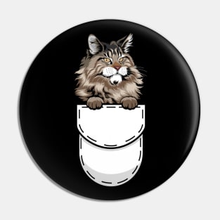 Funny Maine Coon Pocket Cat Pin