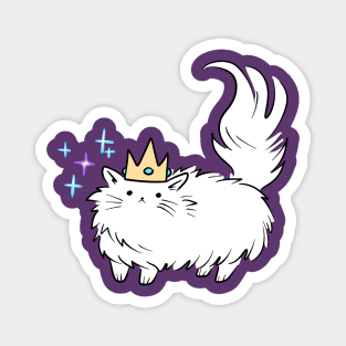 White Fluffy Cat Princess Magnet