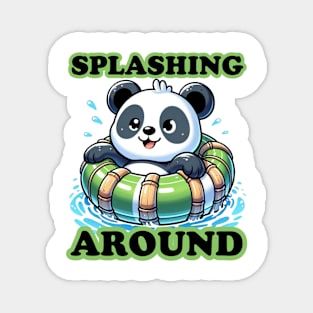 Panda Pool Party - Splashing Around Cute Summer Tee Magnet