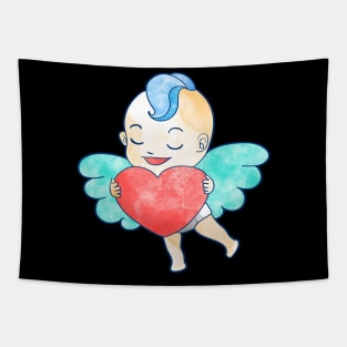 Watercolor Cupid Valentine Love Tapestry