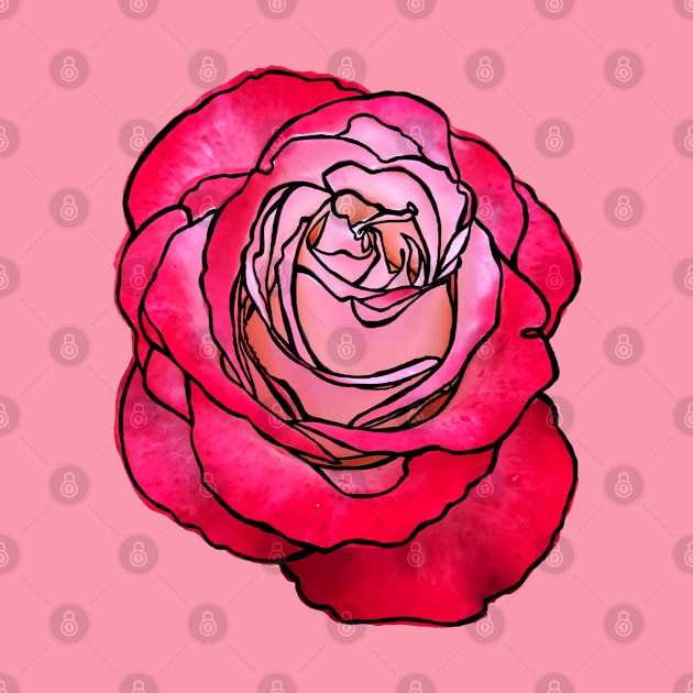 Cottage Core, Rose Flower Outline by badlydrawnbabe