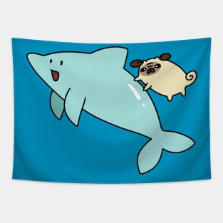 Dolphin and Pug Tapestry