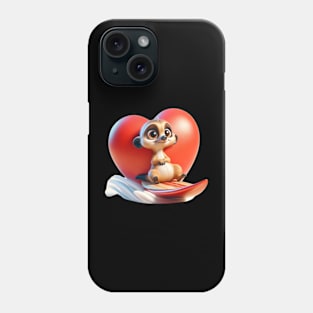 Surf's Up! Heartwarming Meerkat Surfer on Wave of Love Tee Phone Case