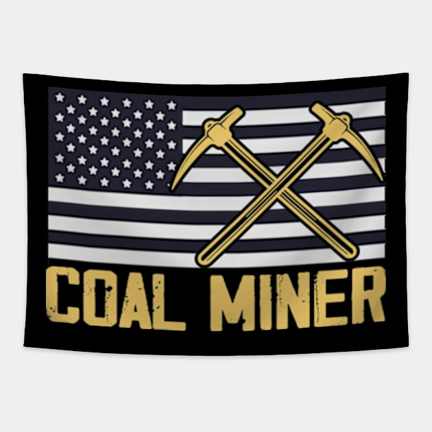 Coal Miner Flag American Patriotic Distressed Tapestry by David Brown