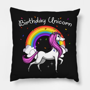 Birthday Unicorn Magical Party Colorful Rainbow Pillow