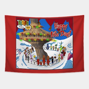 Life Day with TechnoRetro Dads Logo Tapestry