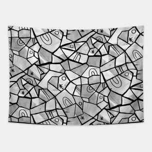 Black and White Solid Shapes Tapestry