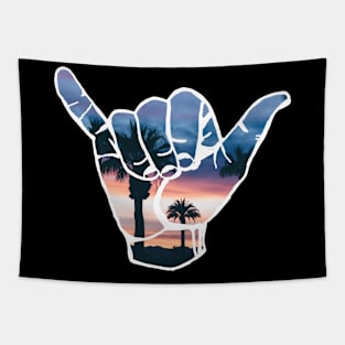 Vibez dark palm tree Tapestry