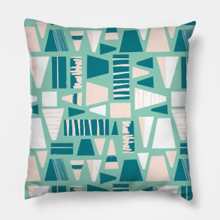 Geometric Collage Teal Pink Pillow