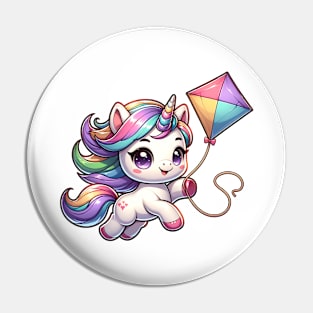 Kite Flying Unicorn Pin