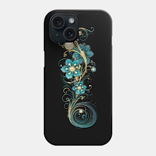 Flowers in Turquoise and Gold Phone Case