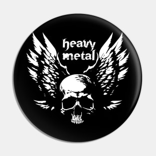 heavy metal skull with wings Pin