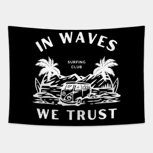 Vintage Surfing Surfer Waves Tapestry