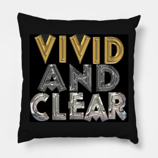 Vivid and Clear, gold, silver, metal, 3D, shiny Pillow