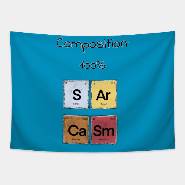 Science Sarcasm S Ar Ca Sm Elements of Humor Composition blue Tapestry by Uwaki