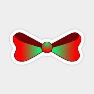 Shiny Red and Green Christmas Bow Magnet