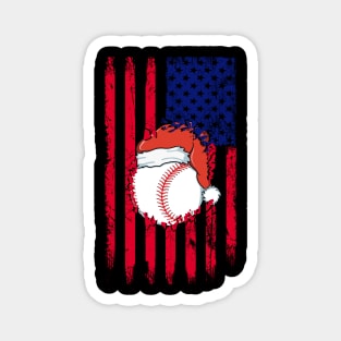 Vintage Santa Sports Flag Design - Christmas Baseball Player Magnet