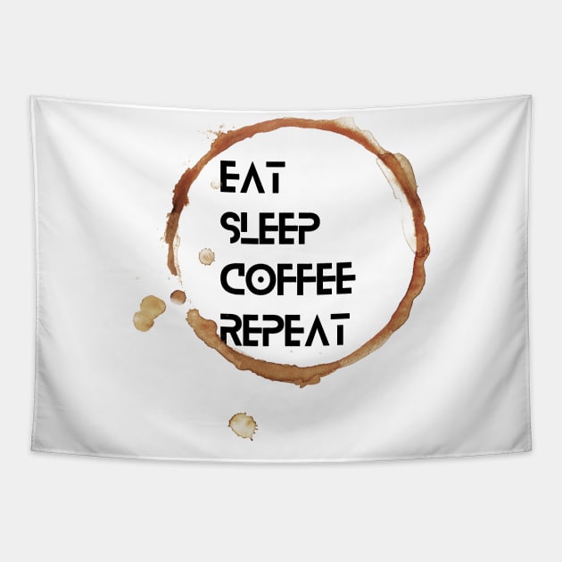 eat sleep coffee repeat Tapestry by la chataigne qui vole ⭐⭐⭐⭐⭐