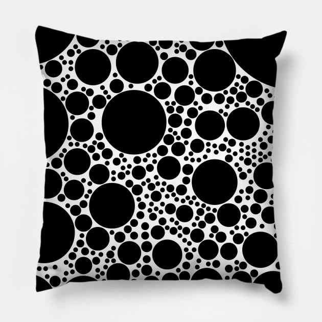 Bubble Polka Dots Black & White Pattern Design Pillow by love-fi