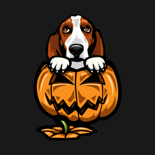 Halloween Basset Hound Pumpkin T-Shirt