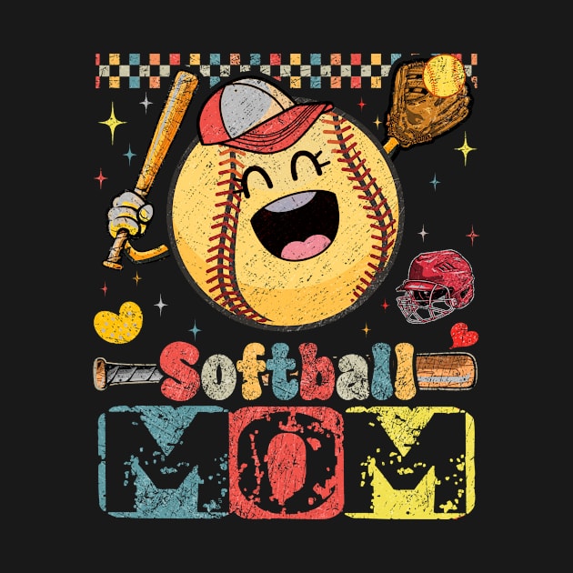 Softball Mama Funny Cute Retro Vintage by Handsley Nguyen