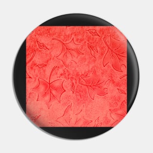 Red floral leather pattern Pin