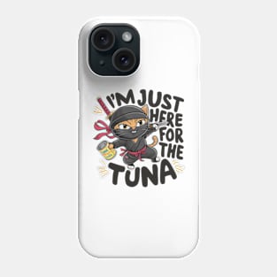 One design features a sneaky ninja cat with a katana in one hand and a can of tuna in the other. (5) Phone Case