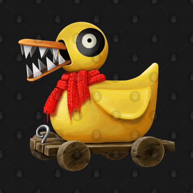 Evil Wooden Duck Toy with Scarf by Kylie Paul