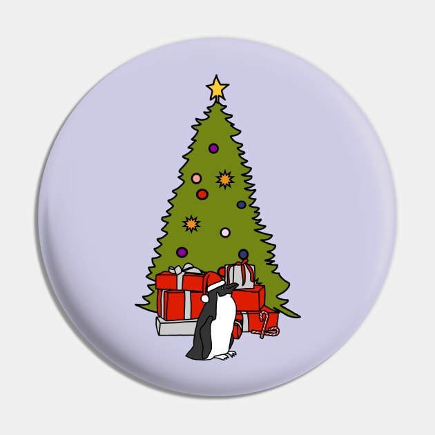 Cute Penguin and Christmas Tree Pin by ellenhenryart