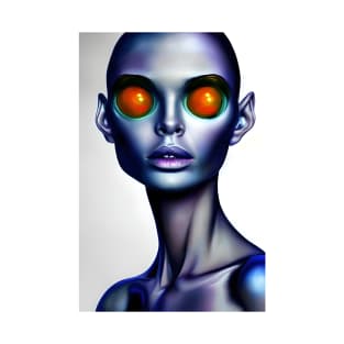 Strange Alien Woman Portrait Face AI Art T-Shirt