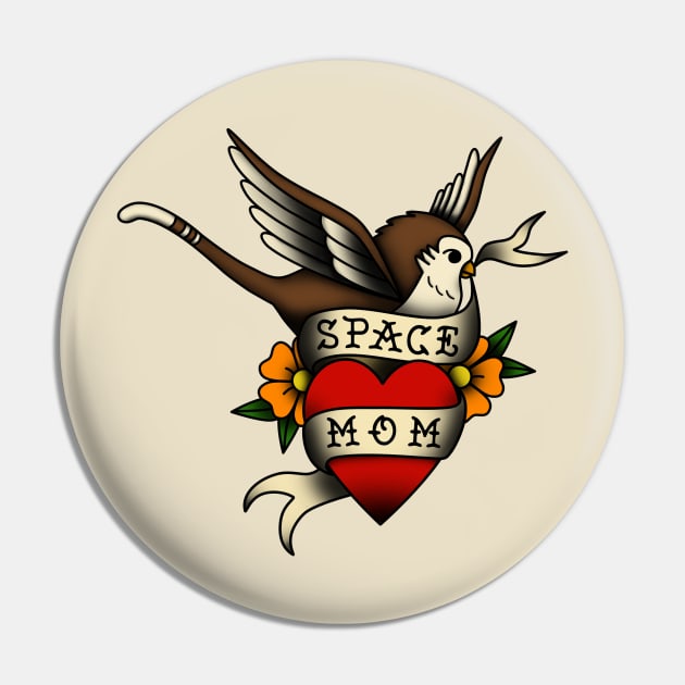 Space Mom Space Bird Tattoo Pin by Miss Upsetter Designs