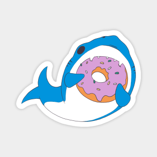 Funny Kawaii Shark Eating Donut Humor Magnet