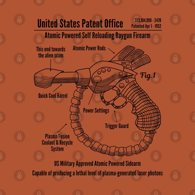 Ray Gun Blueprint retro 1950s design by Ashley-Bee