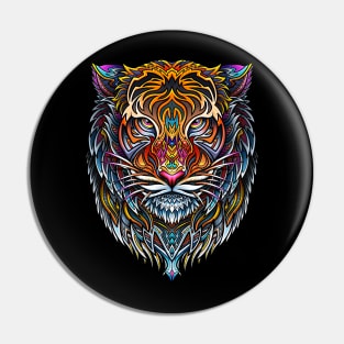 Tiger Face Viking Mandala Pin