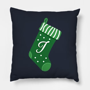 Christmas Stocking with Letter I Pillow