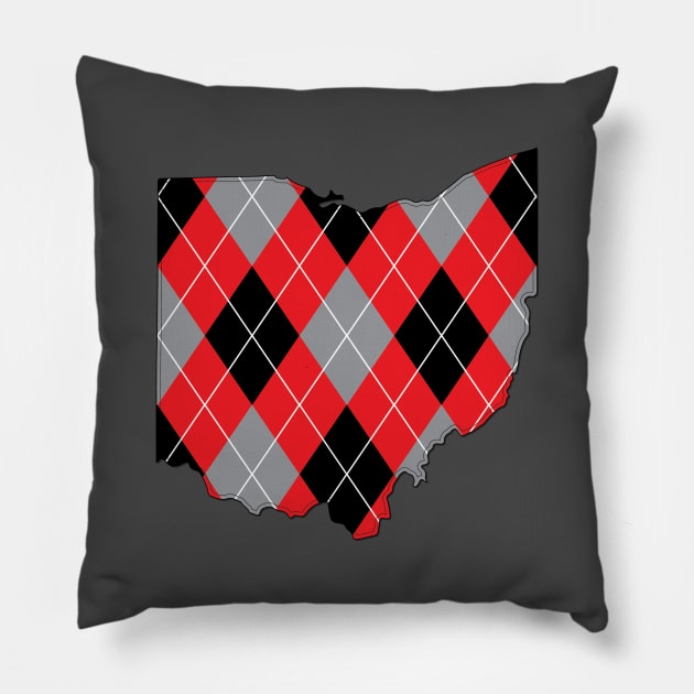 Argyle Ohio (scarlet/gray) Pillow by jayMariah