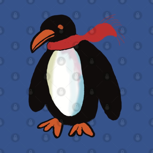 Penguin in a red scarf by Shadoodles