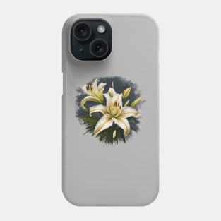 Artistic White Lilies Vector Design Phone Case