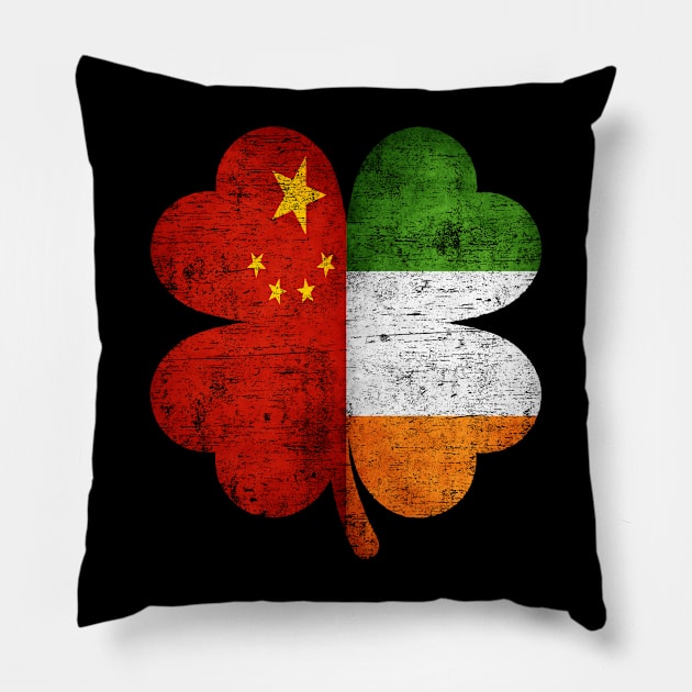 Chinese Irish Shamrock China Ireland Flag St Patrick's Day Gift Pillow by Henry jonh