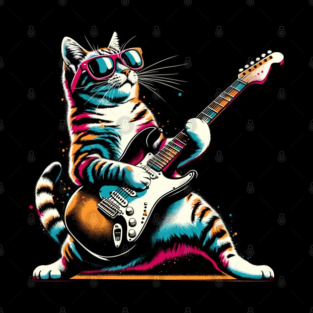 Guitar Cat Novelty Rock Music Band Concert Funny Cat by KsuAnn