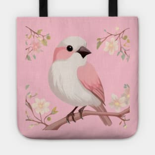 Little Pink Bird Missing a Foot, Resting on a Cherry Tree Branch Tote
