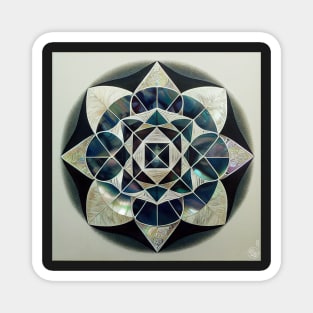 Blue and White Mother of Pearl Flower Mandala Magnet