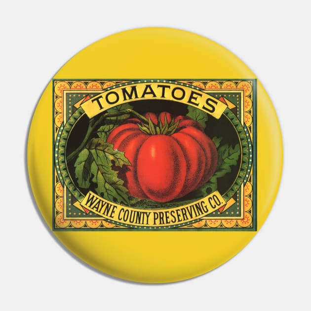 Vintage Wayne County Tomatoes Preserving Co. Label Pin by MasterpieceCafe