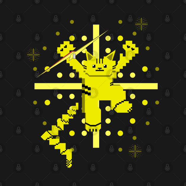 Cat Lightning Retro Gaming Yellow by HCreatives