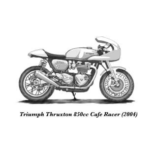 Drawing of Retro Classic Motorcycle Triumph Thruxton 850cc T-Shirt