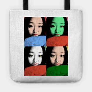 BEAUTIFUL FUNNY ASIAN GIRL POP ART COLOR Tote