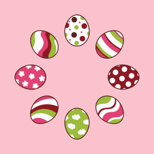 Eggs | Pink Green | Stripes | Dots | Clouds | Soft Pink T-Shirt