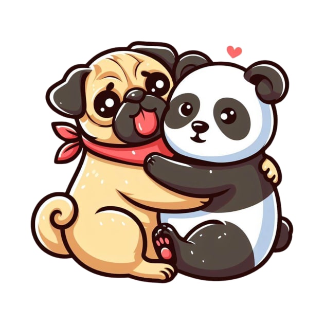 Panda and Pug Hugging by Shawn's Domain