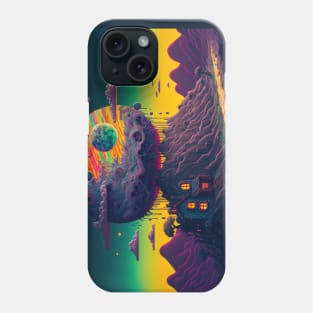 Imagination Mountain Land - Psychedelic Landscape - Paint Dripping 3D Illustration - Colorful Haunted Nature Scene Phone Case